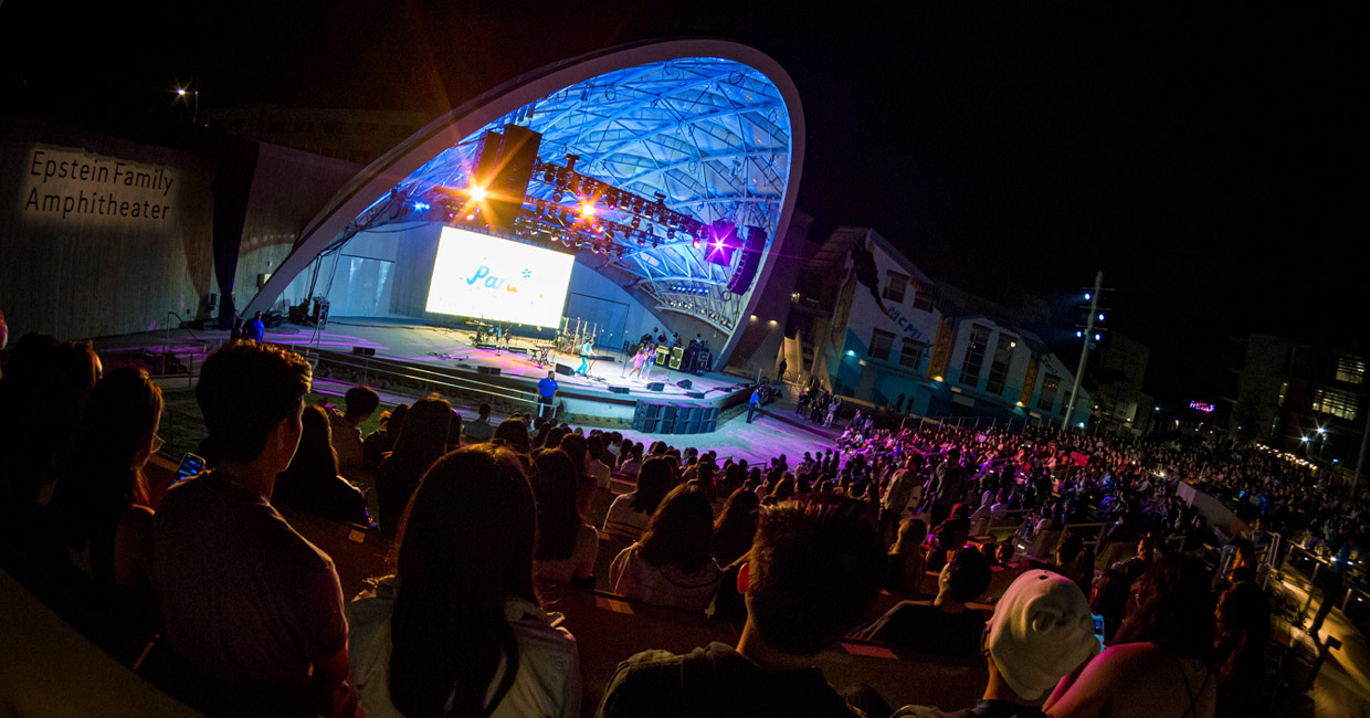 Epstein Family Amphitheater with a crowd watching a concert